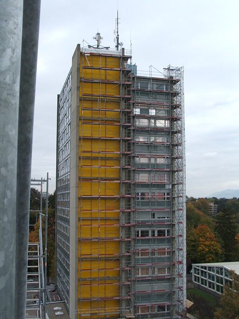 Cage d'escalier bâtiment A avec échafaudage